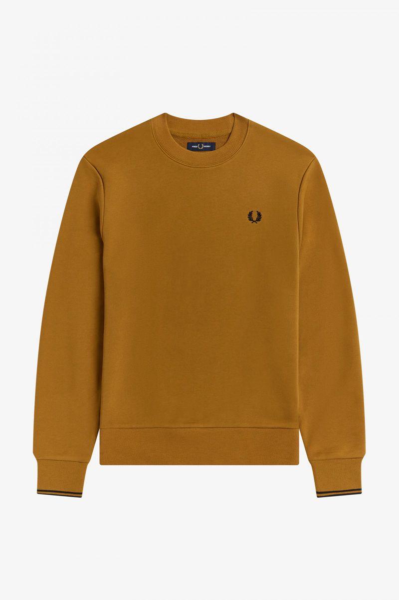 Camel Fred Perry Crew Neck Men's Sweatshirts | PH 1571TCEV